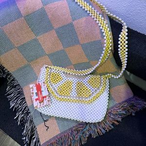 Bouffants & Broken Hearts beaded Lemon crossbody fruit purse